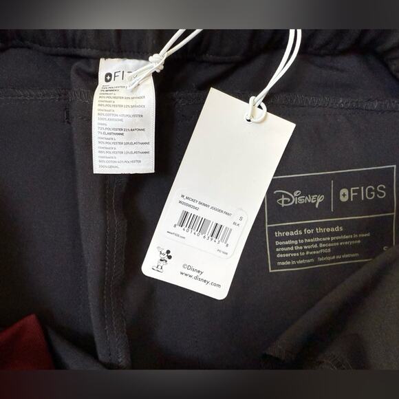 NWT Figs Limited Edition Disney Mickey Mouse Skinny Jogger Scrub Pants Black Sm - Picture 8 of 12